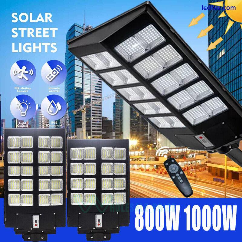 LED Solar Street Light Lamp 990000000LM Cool White Dusk-to-Dawn IP67 Remote&Pole 1 