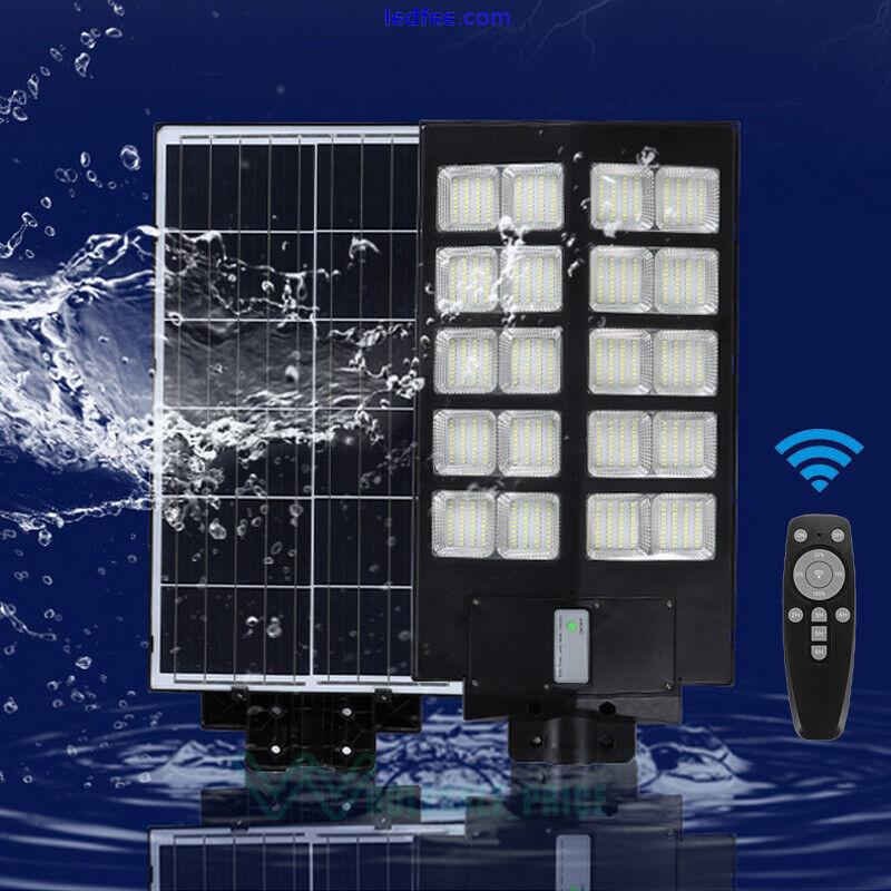 LED Solar Street Light Lamp 990000000LM Cool White Dusk-to-Dawn IP67 Remote&Pole 4 