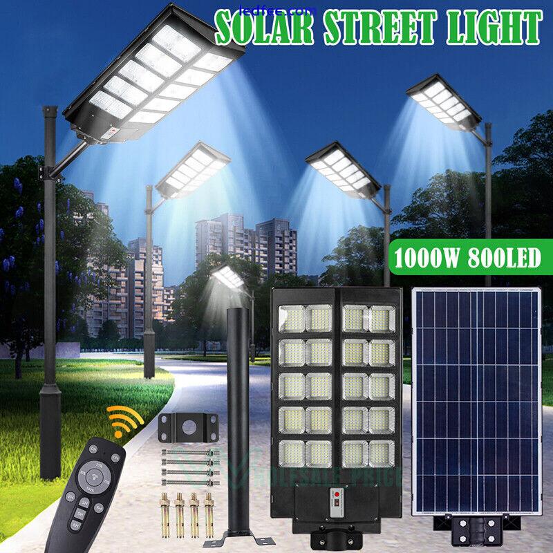 LED Solar Street Light Lamp 990000000LM Cool White Dusk-to-Dawn IP67 Remote&Pole 3 