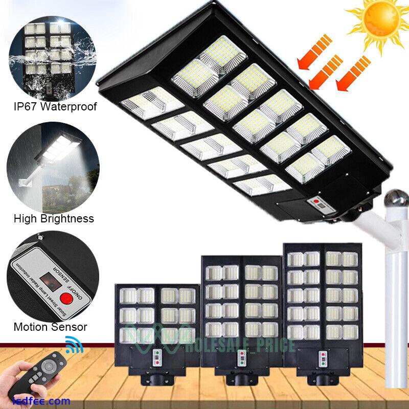 LED Solar Street Light Lamp 990000000LM Cool White Dusk-to-Dawn IP67 Remote&Pole 2 