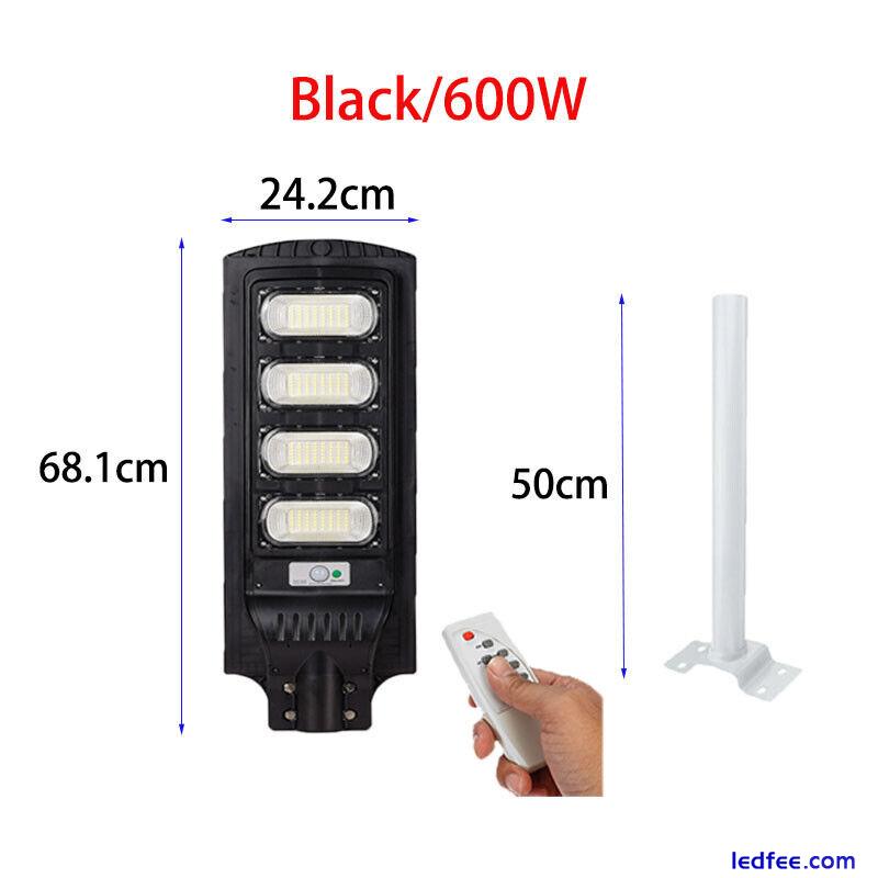 600W LED Solar Street Lamp Waterproof Bright Security Wall Flood Light with Pole 1 