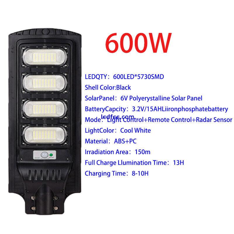 600W LED Solar Street Lamp Waterproof Bright Security Wall Flood Light with Pole 0 