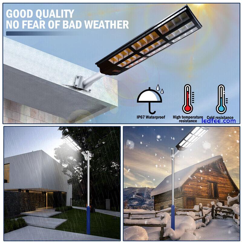 1/2 PACKS 1500W LED Solar Street Lights 9000000LM Dusk-Dawn Road Lamp+Timer+Pole 3 