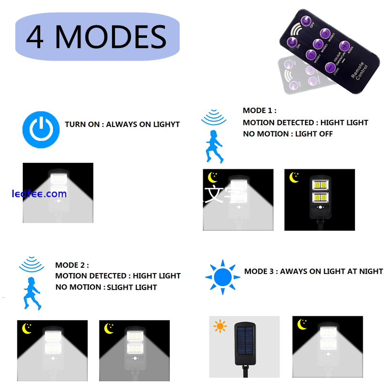 6000LM LED Solar Street Light Motion Sensor Dusk-to-Dawn Area Road Wall Lamp USA 1 