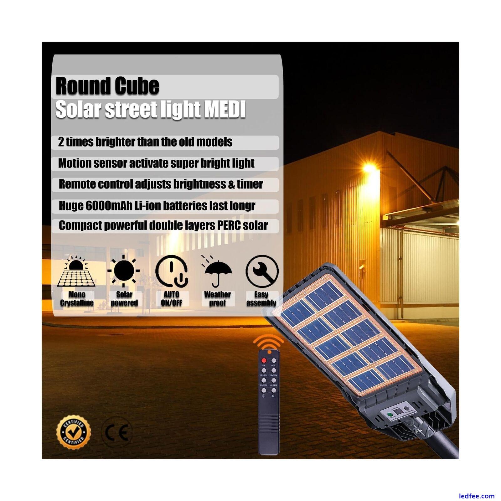 Round Cube Solar Street Lights Dusk to Dawn with Motion Sensor Super Bright S... 3 