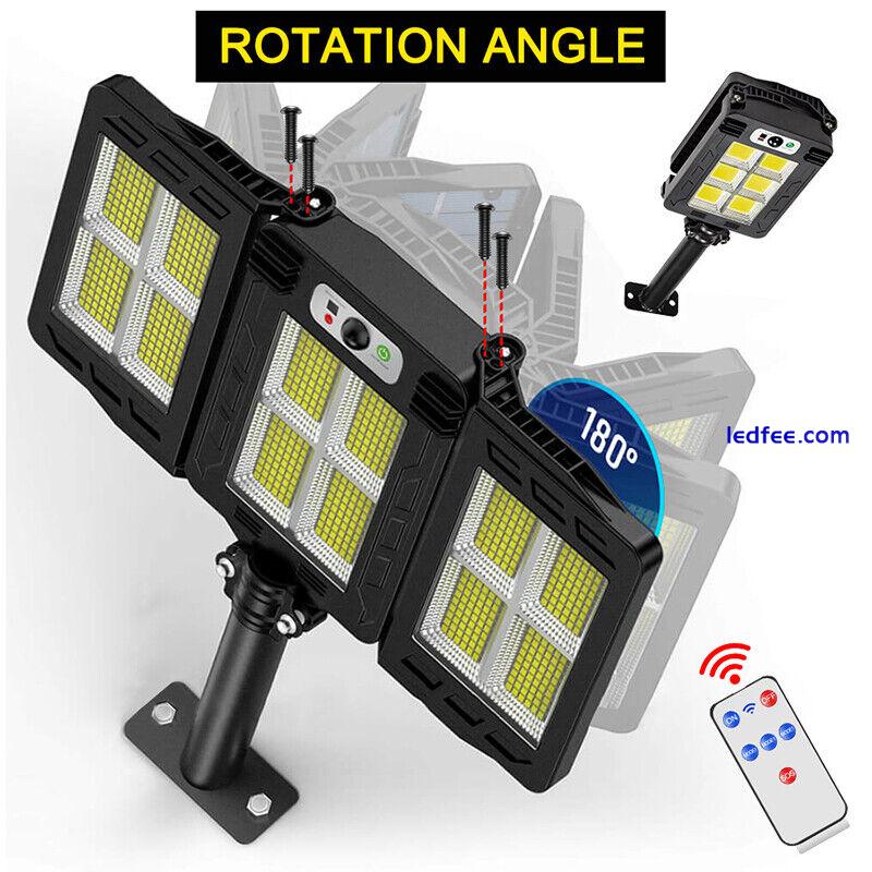 LED Solar Street Lights 3 Head Motion Sensor 270 Angle Wide Lighting Wall Lamp 5 