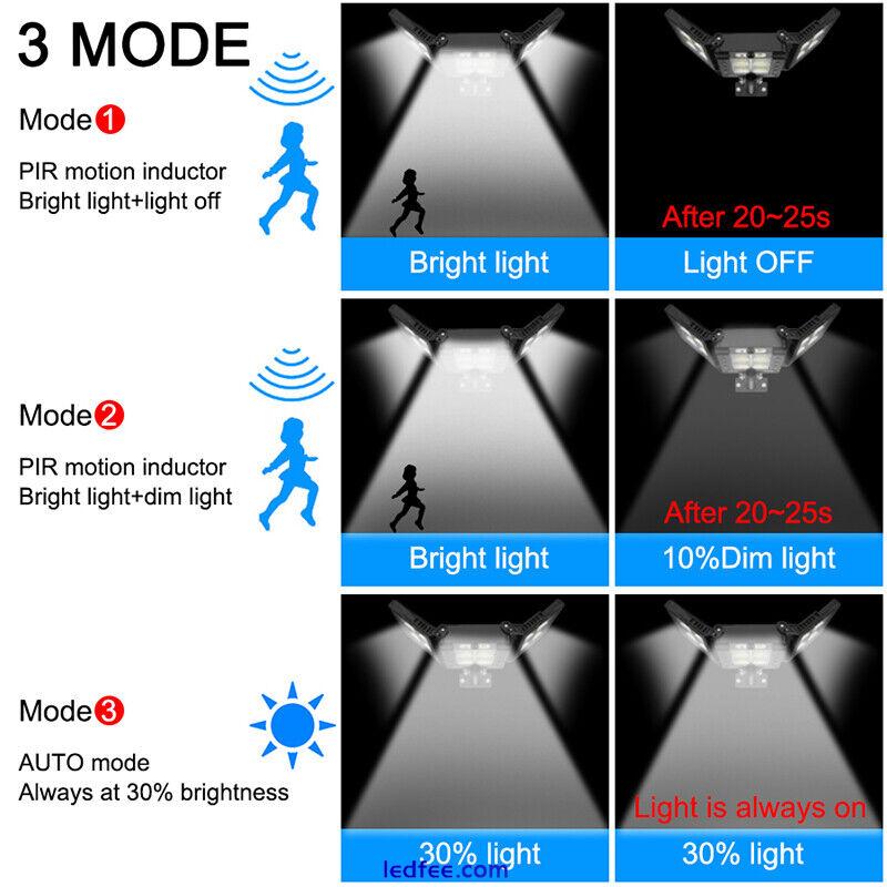 LED Solar Street Lights 3 Head Motion Sensor 270 Angle Wide Lighting Wall Lamp 3 