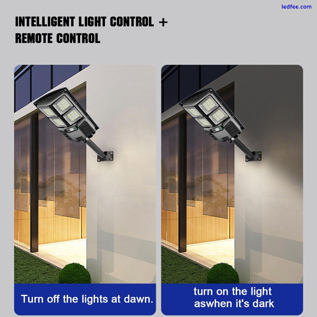 100W Commercial Solar Street Flood Lights Outdoor Dusk To Dawn Road Wall Lamp US 4 