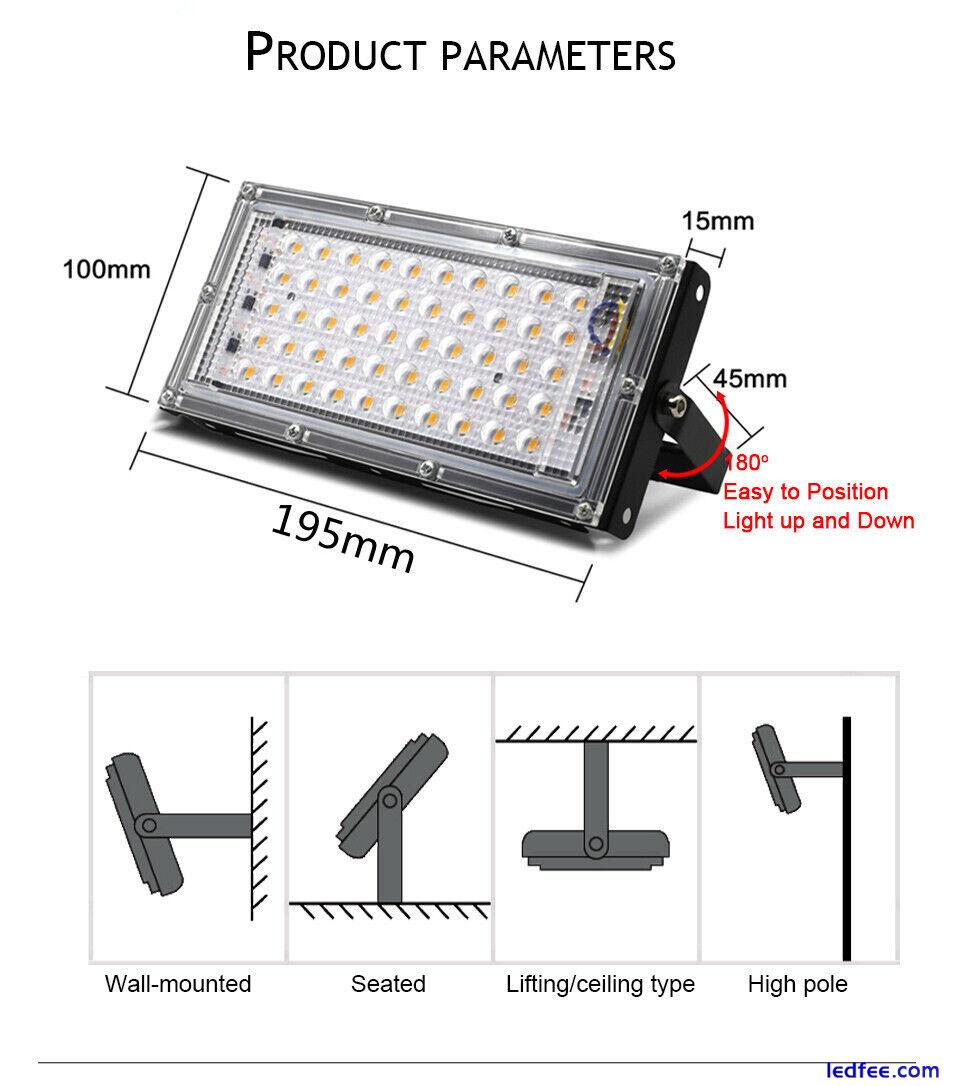 LED Floodlight Bulb 50W Outdoor Security IP65 Garden Waterproof FloodLights 240V 2 