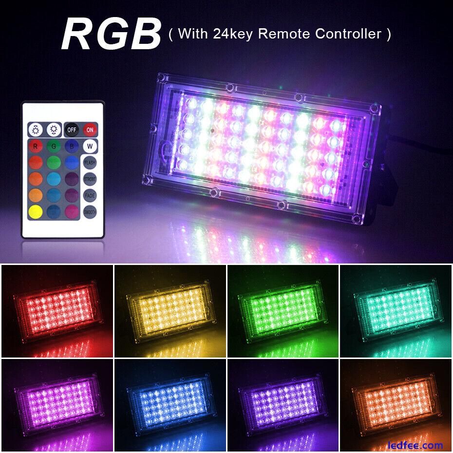 100W RGB LED Floodlight Colour Change Flood Light Outdoor Security Garden Lamp 1 