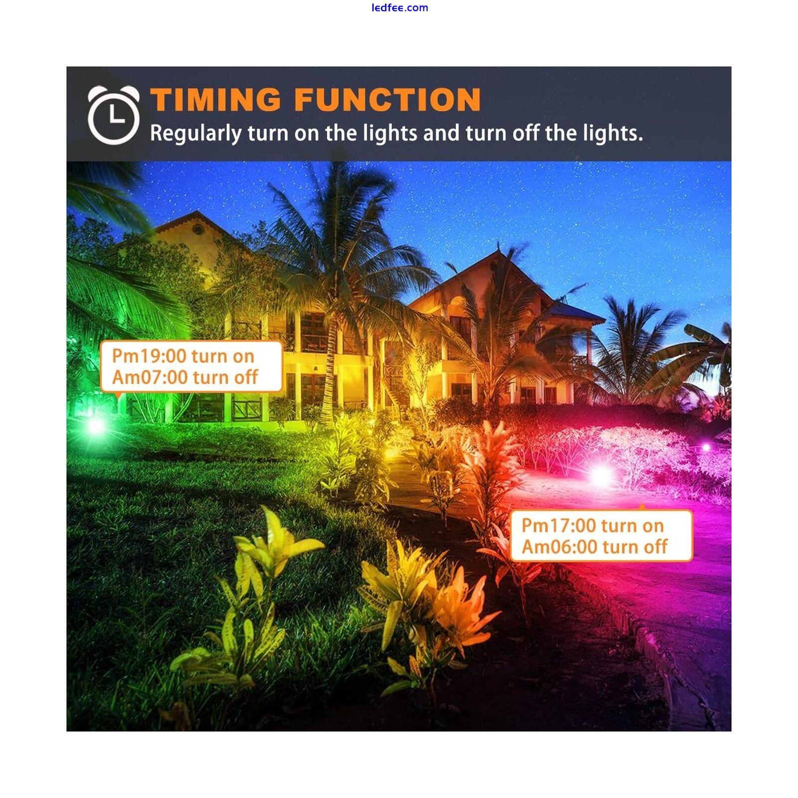 LED Flood Light Outdoor 800W Equivalent 8000LM Smart RGB Landscape Lighting w... 2 