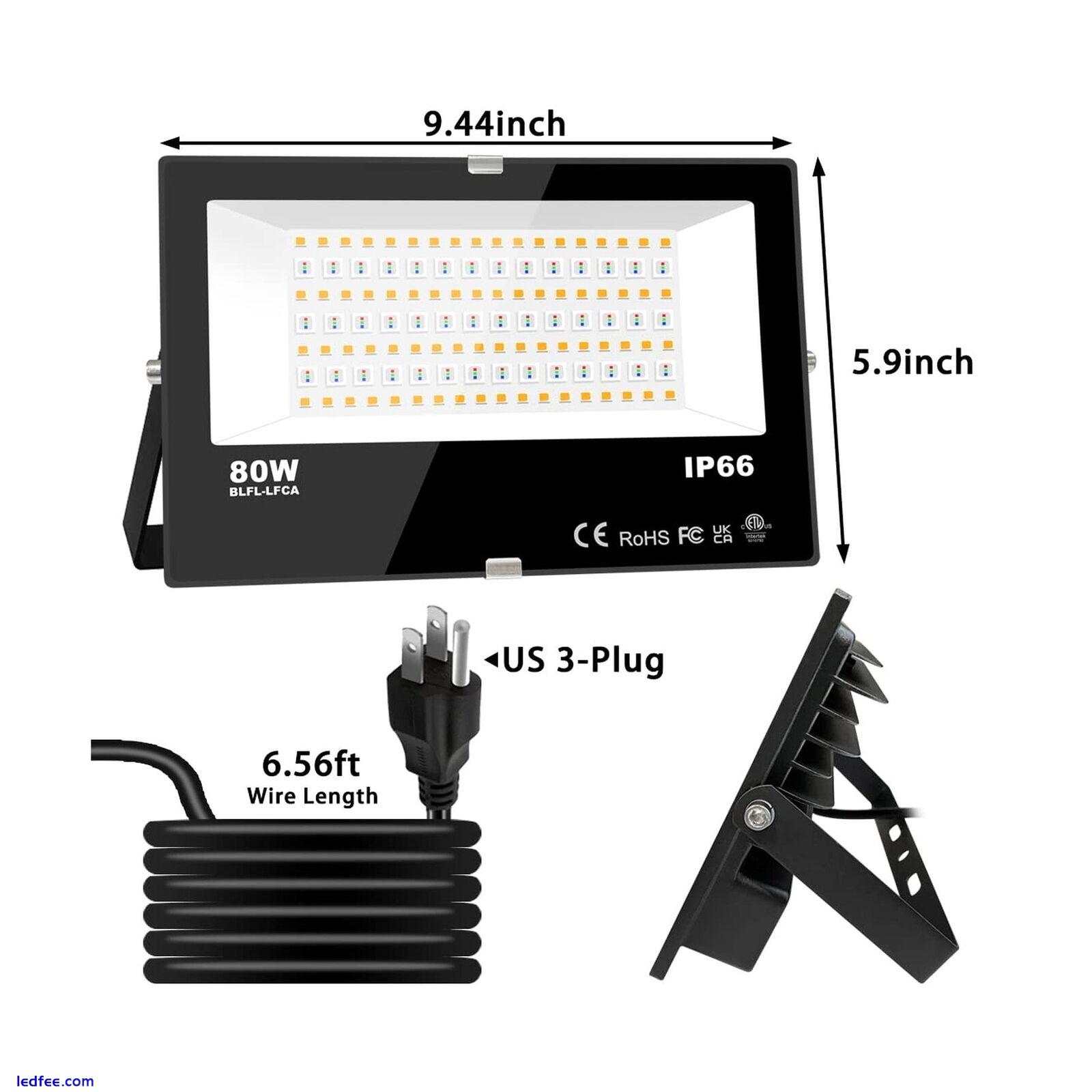 LED Flood Light Outdoor 800W Equivalent 8000LM Smart RGB Landscape Lighting w... 5 