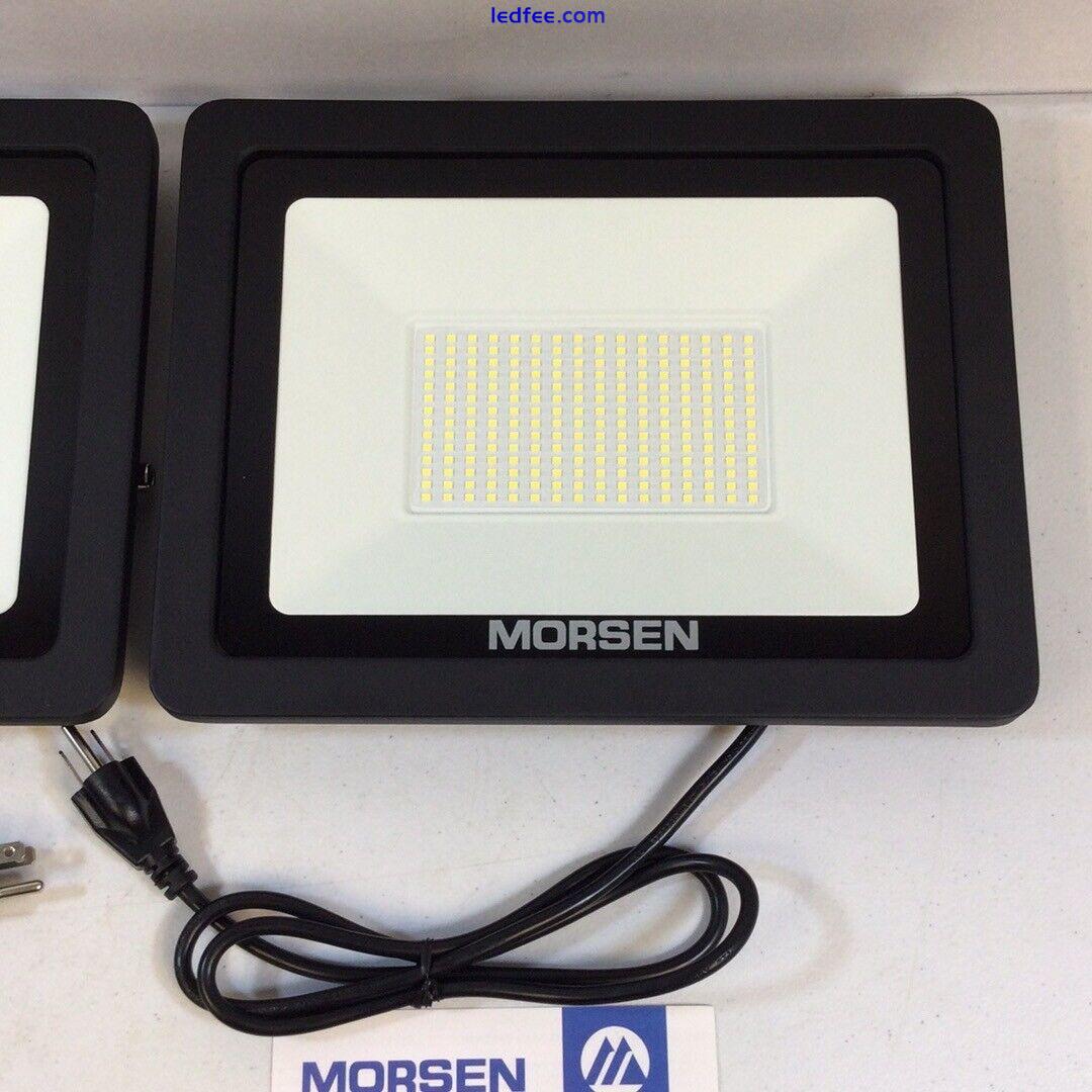 Morsen Black White IP66 Waterproof 300W 30000lm Security LED Flood Light 2 Pack 1 