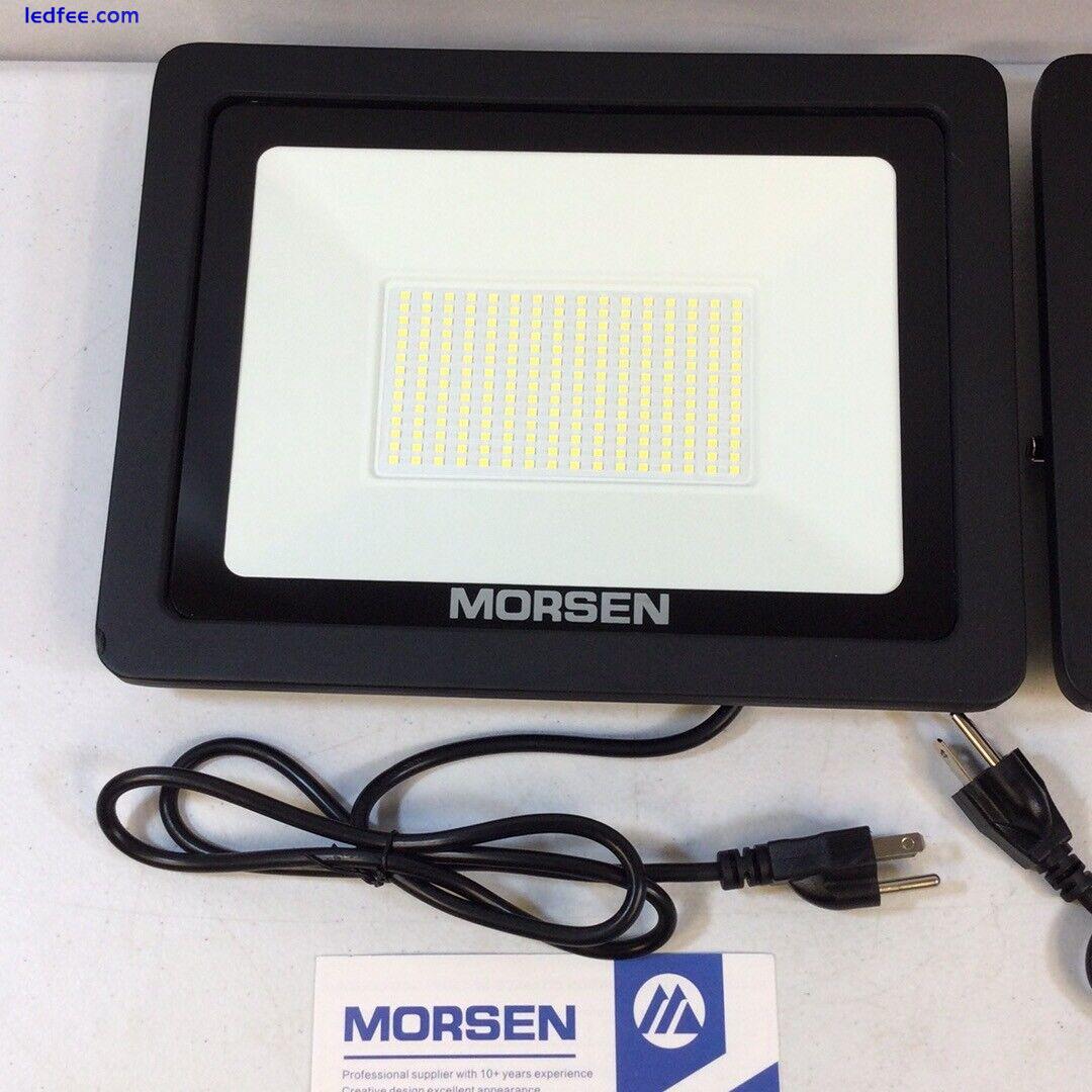 Morsen Black White IP66 Waterproof 300W 30000lm Security LED Flood Light 2 Pack 0 