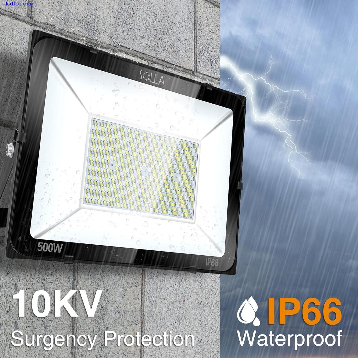 SOLLA 500W LED Flood Light, IP66 Waterproof, 40,000 Lumen, 2750W Equivalent 3 