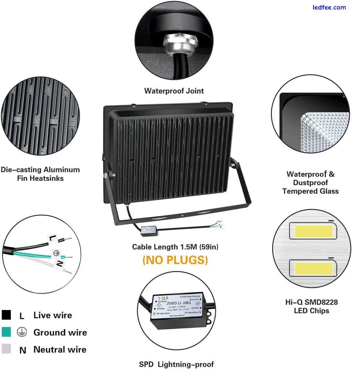 SOLLA 500W LED Flood Light, IP66 Waterproof, 40,000 Lumen, 2750W Equivalent 2 