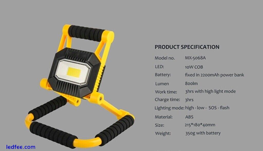 10/20W Rechargeable Hi Power LED USB Foldable Flood Light White Camping Work 4 