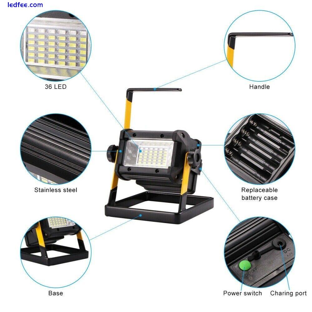 LED Rechargeable 50W 36LED Mobile Portable Work Site Flood Light Fishing Camping 3 