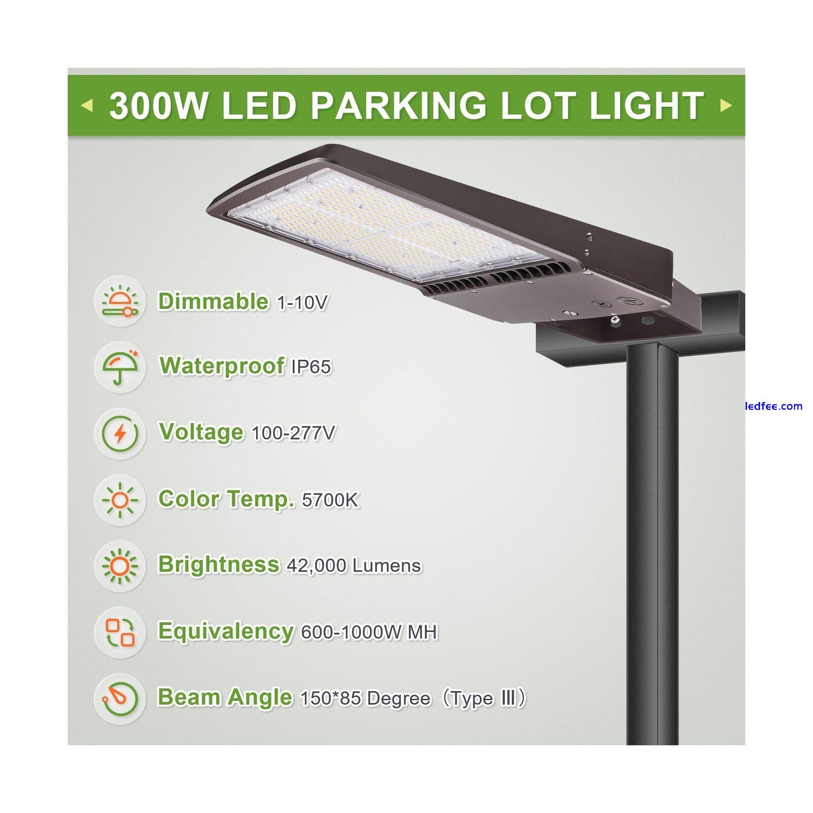 300W LED Parking Lot Lights, 42000LM Dimmable LED Shoebox Flood Lights 5700K ... 0 