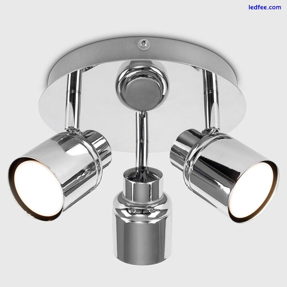 Modern LED Spotlight IP44 3 Way Round Plate Bathroom Kitchen Spot Lighting Bulbs 4 