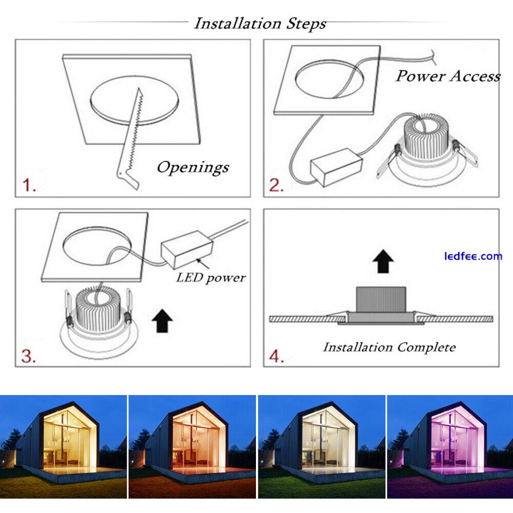 LED Round Panel Ceiling Light RGB Dimmable Recessed Downlight Lamp Spotlights 5 