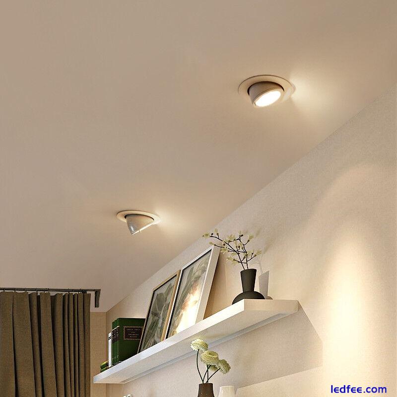 Dimmable/N LED COB Ceiling Light Rotate Recessed Lamp Fixture Picture Spotlight 2 