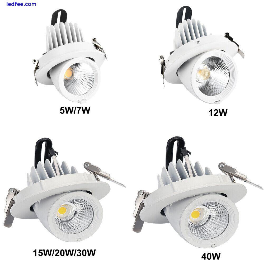 Dimmable/N LED COB Ceiling Light Rotate Recessed Lamp Fixture Picture Spotlight 4 