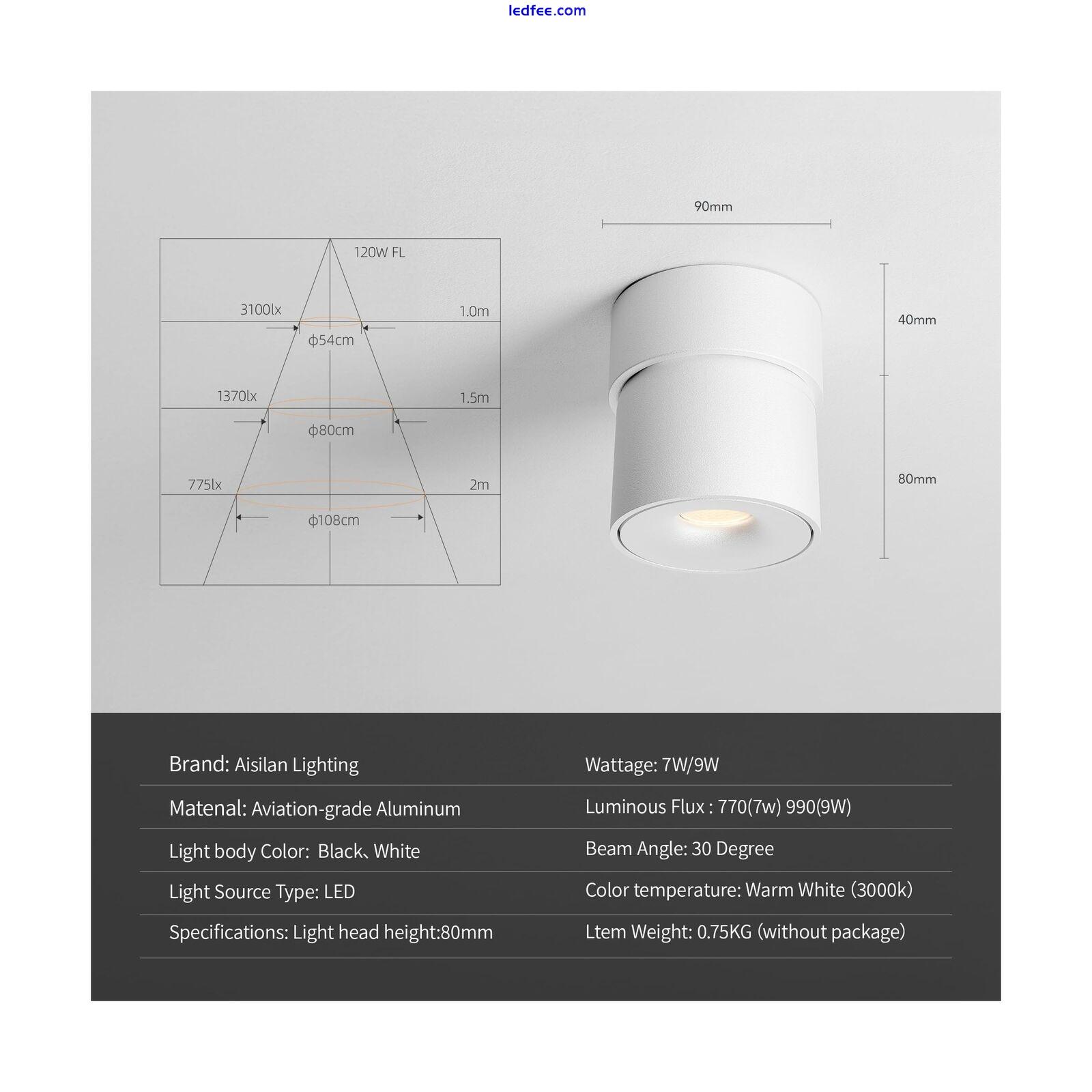 Aisilan LED White 360° Pivoting Ceiling Spot Light Indoor, Warm White CRI 9 4 