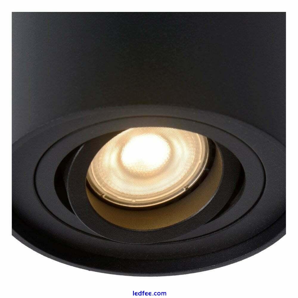 Black Surface Mount Downlights GU10 Bulbs Round Tiltable LED Ceiling Spotlights 2 