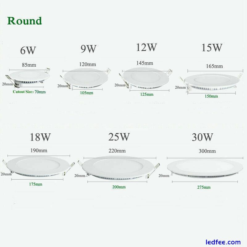 Dimmable LED Ceiling Downlight Recessed Panel Light Slim Lamp 6/9/12/15/25/30W 0 