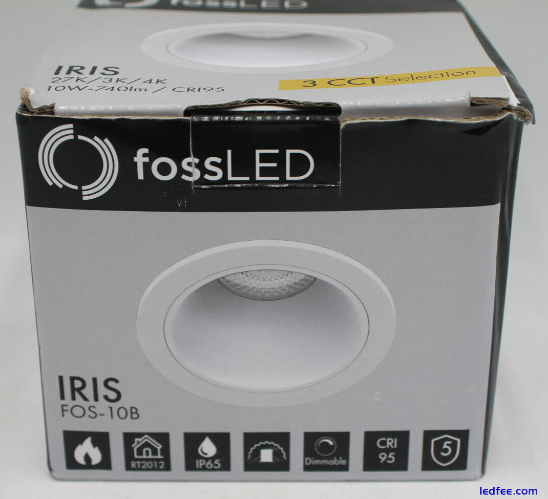 FossLED LED Downlight IRIS IP65 Dimmable 10W CRI95 Fire Rated 2700k - New 0 