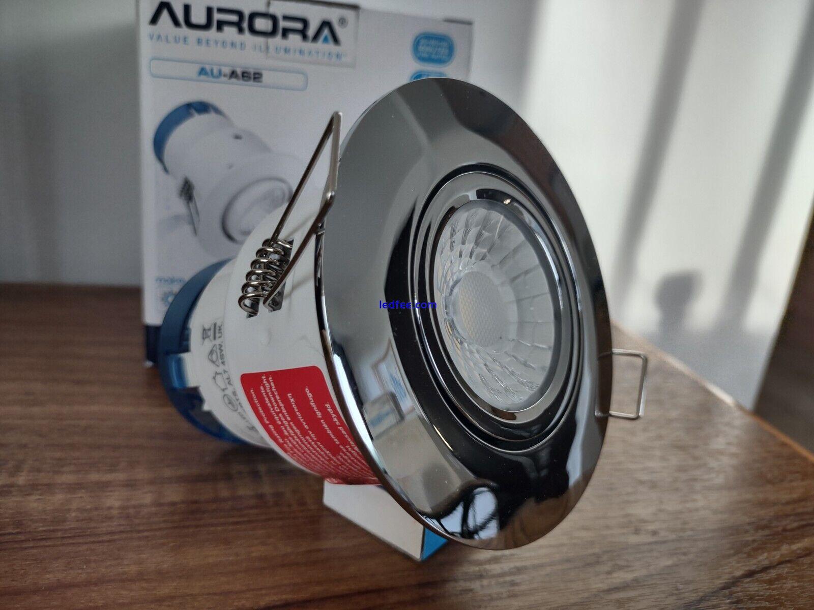 LED Downlight Fire Rated 4000k Cool White Aurora 6w Chrome Recessed Ceiling Spot 0 