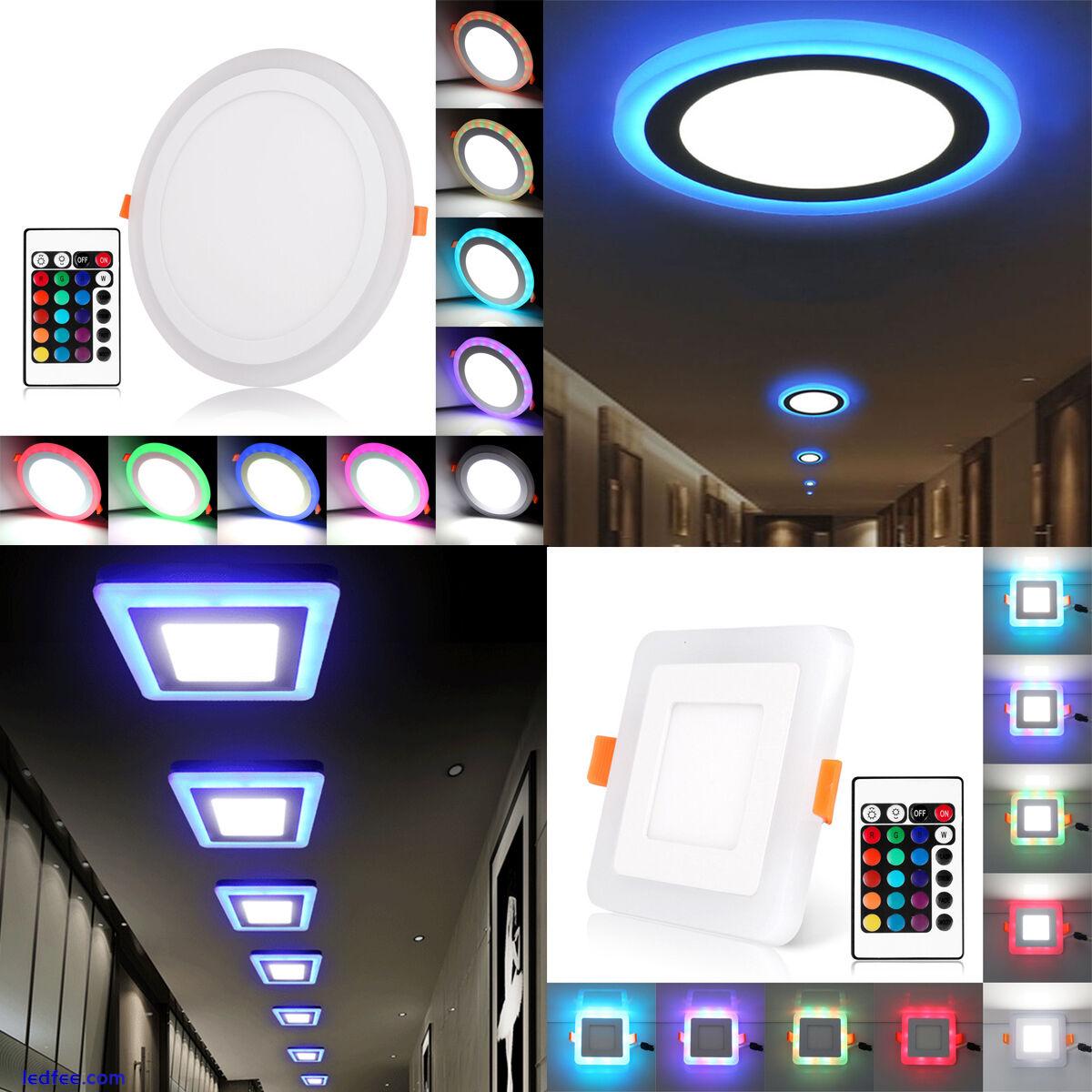 3 Mode RGB LED Panel Light 6W 9W 18W 24W Dual Color Ceiling Recessed Downlight 0 