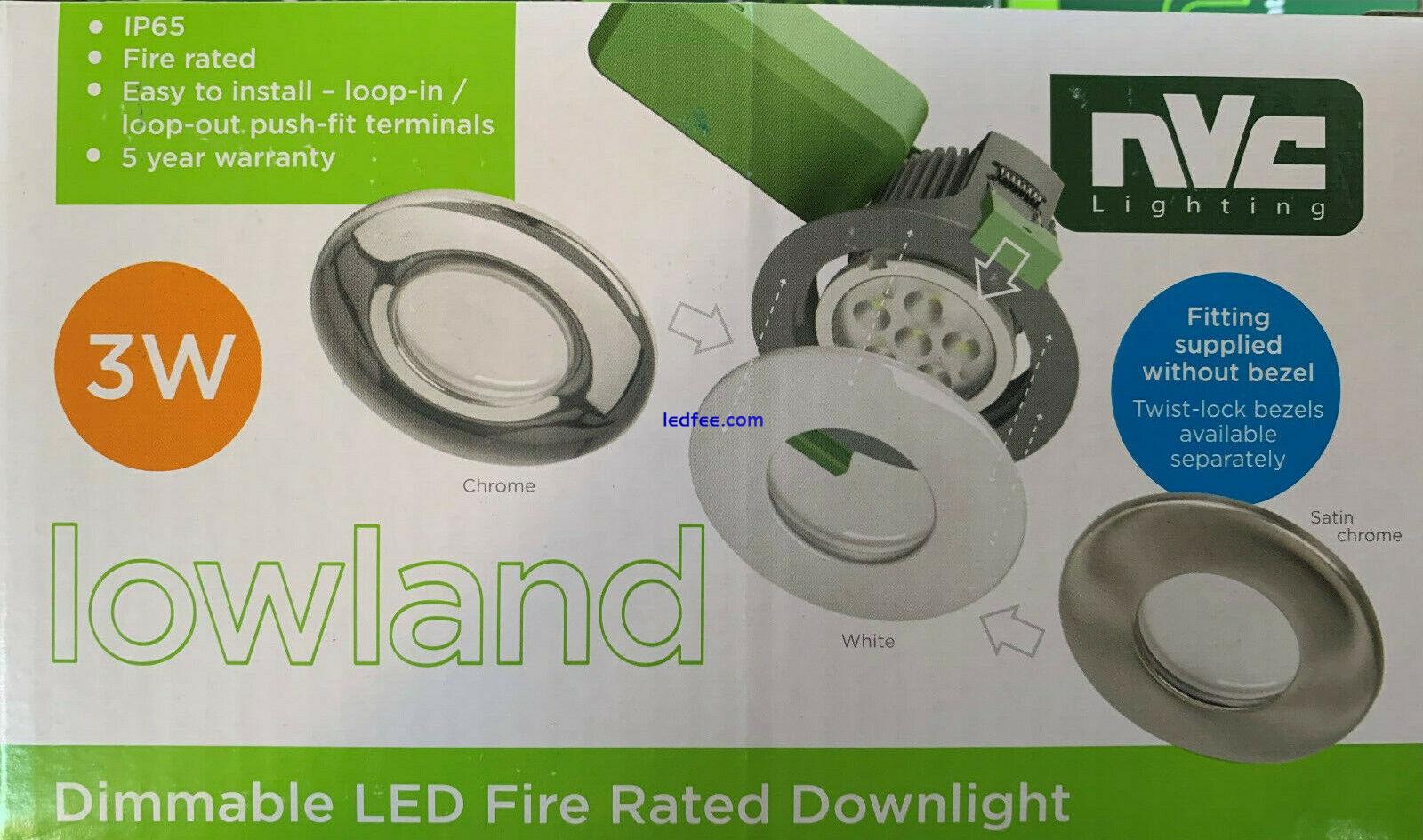 10x 3w 380lm NVC LED DownLight Dimmable IP65 Fire Rated Chrome White Satin Bezel 0 