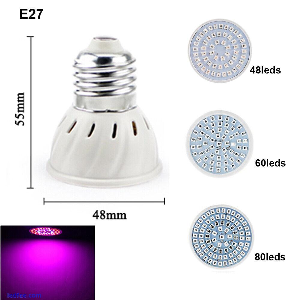 E27/GU10/MR16 48/60/80 LED Grow Lights Full Spectrum Plant Bulb Hydroponic Lamp 2 