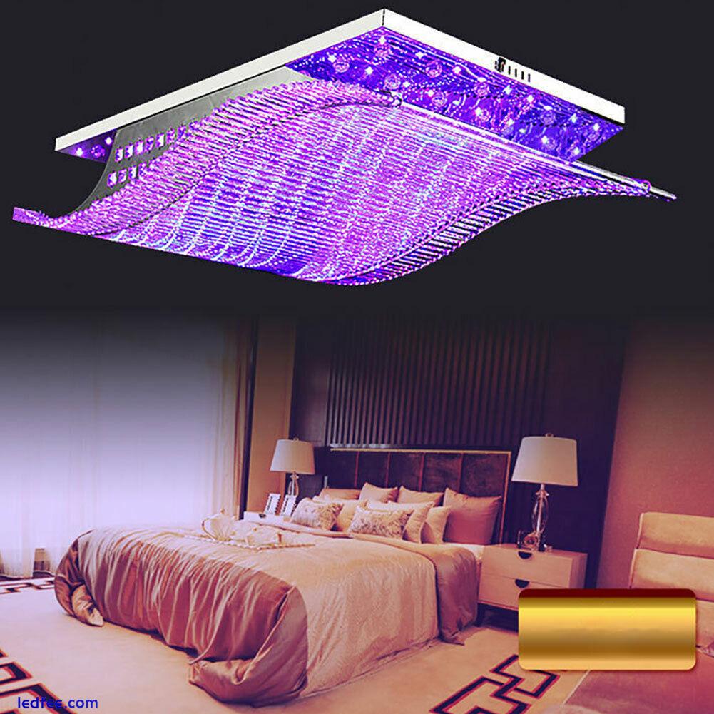 7-Color K9 Crystal Ceiling Light LED Chandelier Remote Control Pendant Lighting 3 