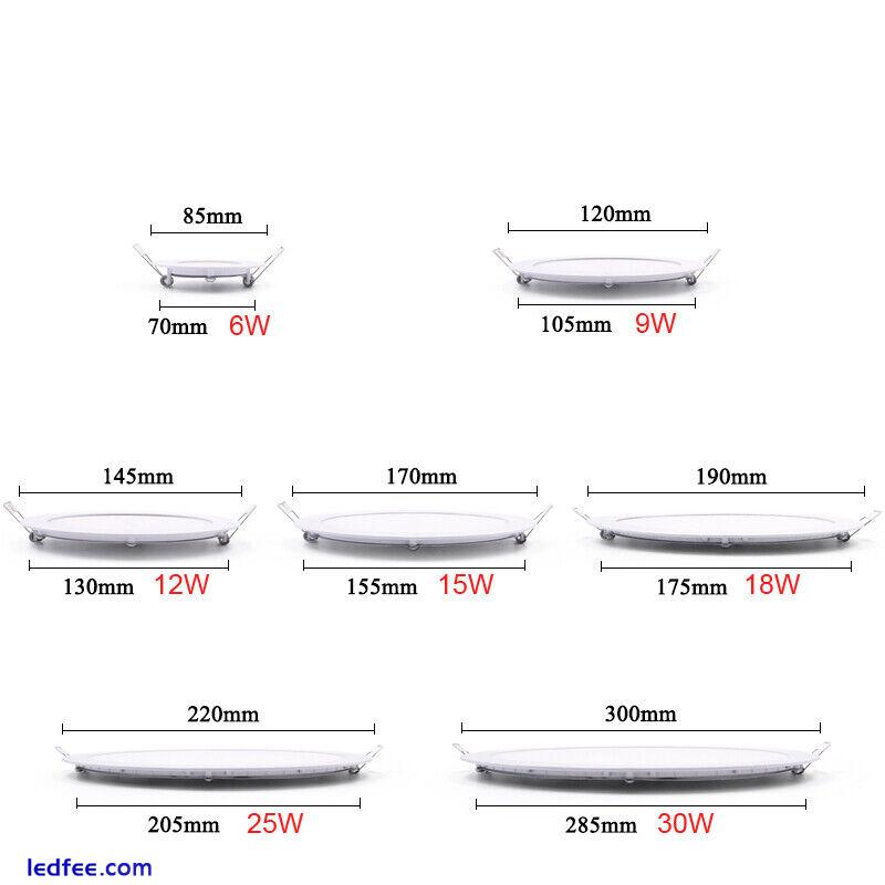 Dimmable LED Panel Light Recessed Ceiling Lamp Downlight Round 6/9/12/15/18/30W 4 