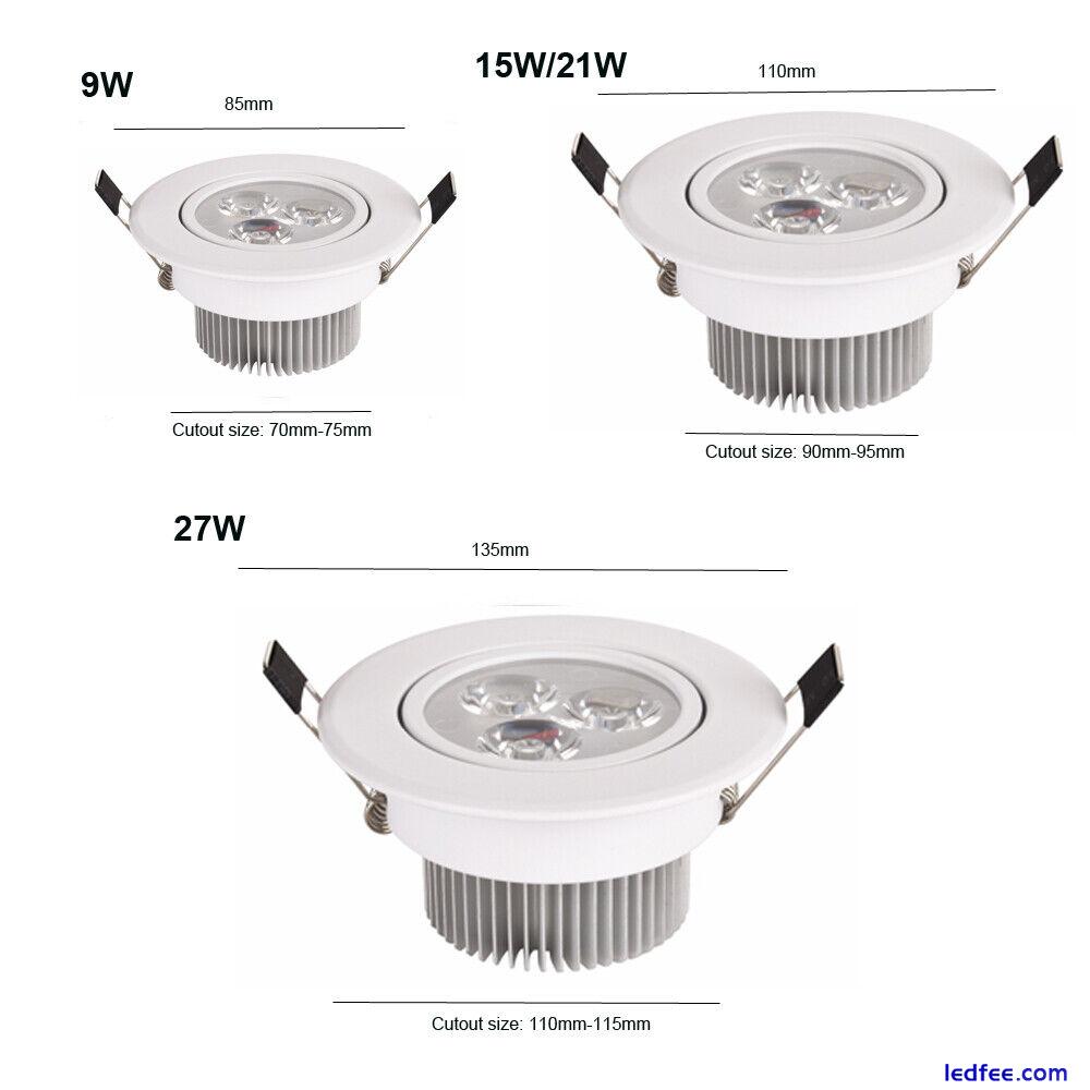 Recessed Led Ceiling Down Light Lamp Fixture 9W 15W 21W Spotlight Round Indoor 0 