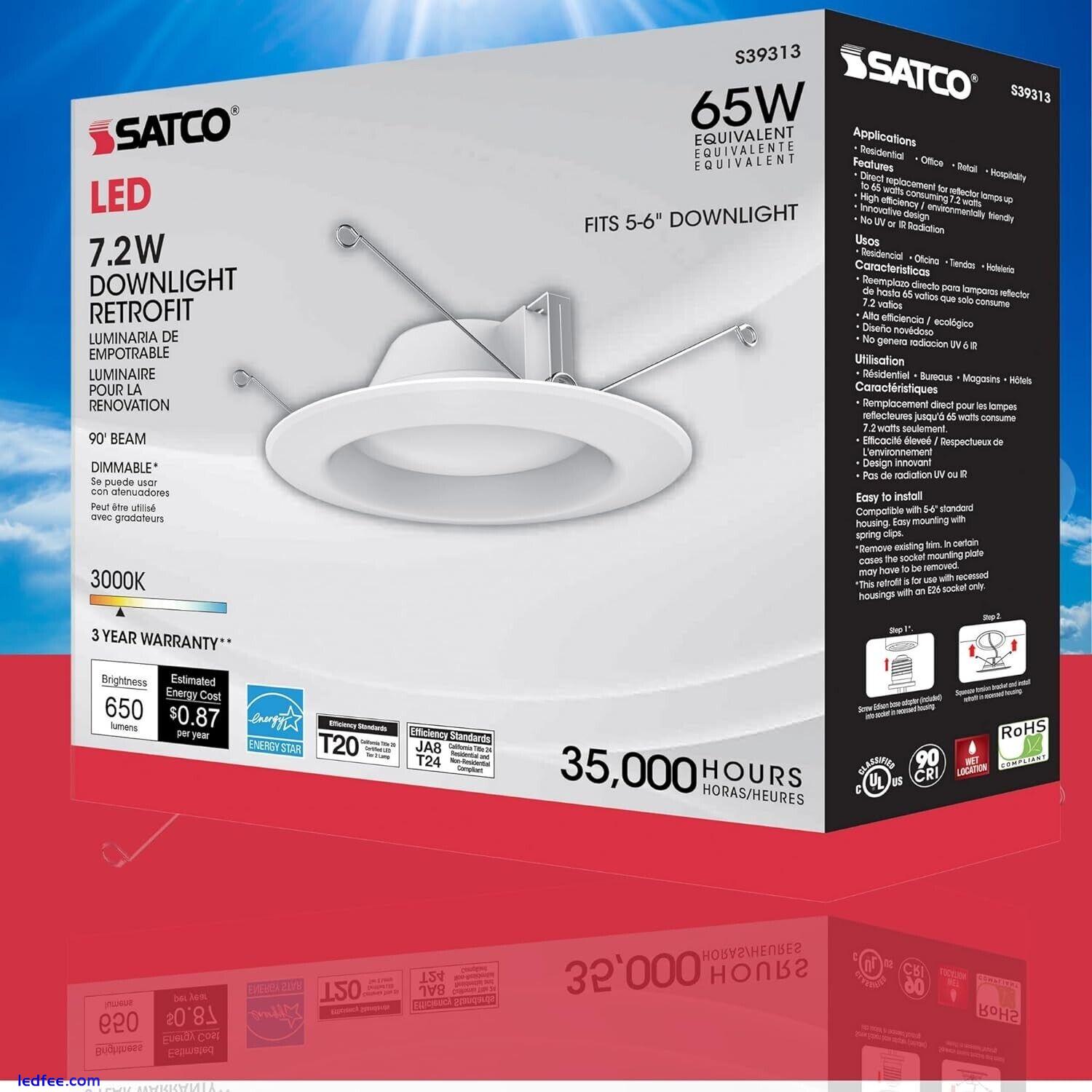 Satco S39313 - 7.2 Watt LED Downlight Retrofit - 3000K - White (6 Pack) 4 