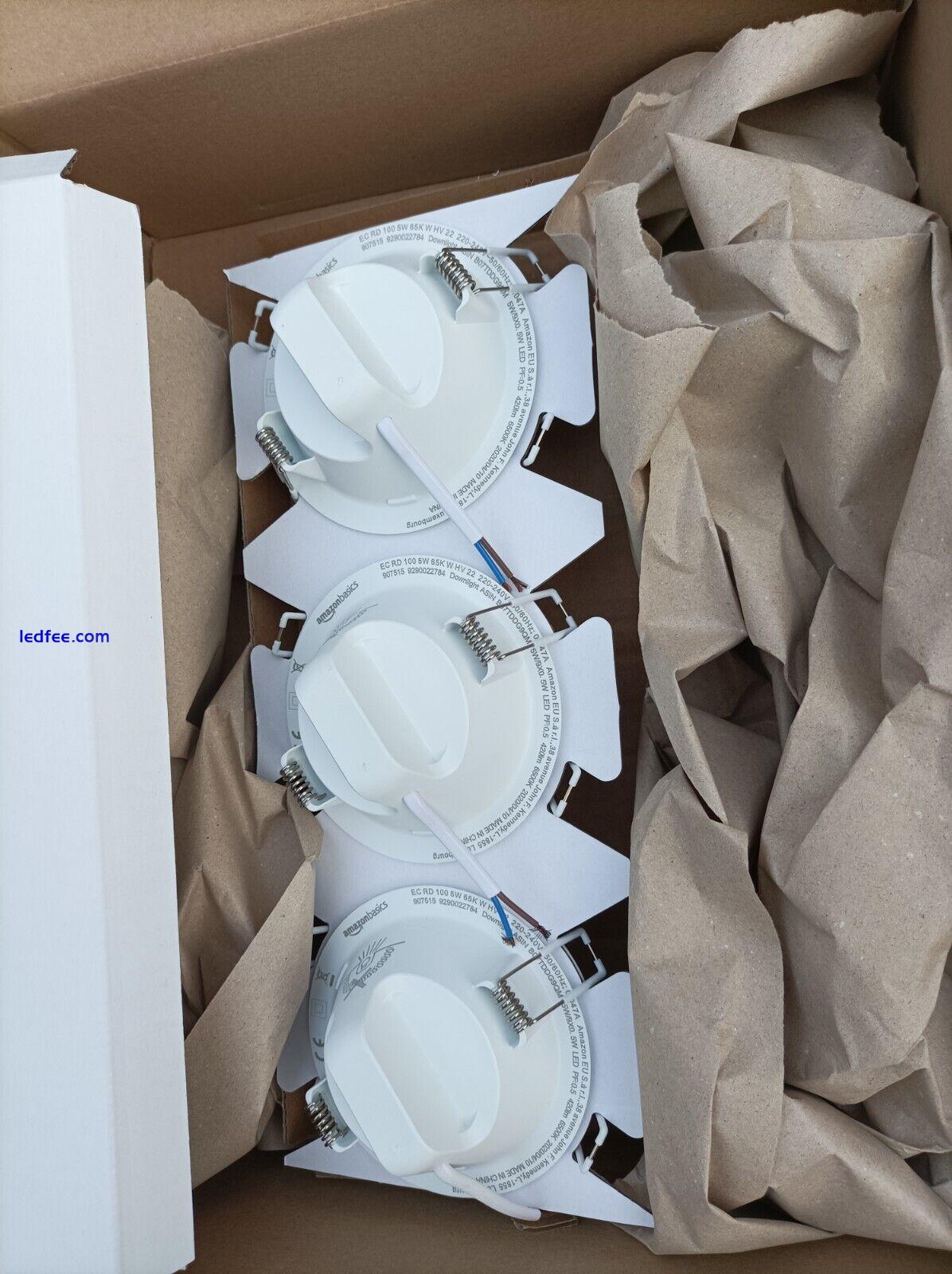 6x Amazon Basics 5W LED Ceiling Downlights -6500K Cool -100mm Cutout 3 