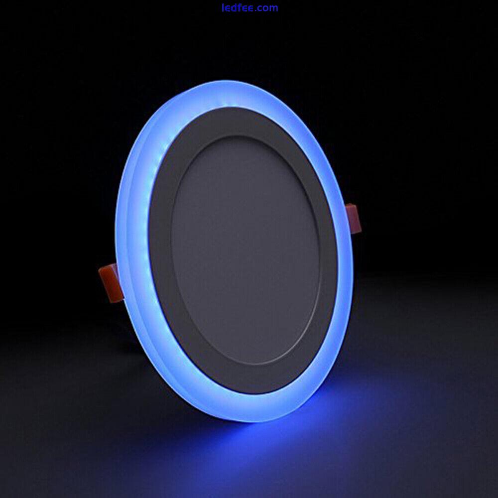 LED RECESSED FLUSH MOUNT BLUE EDGE LIT PANEL LIGHT ROUND/SQUARE DOWNLIGHT 4 