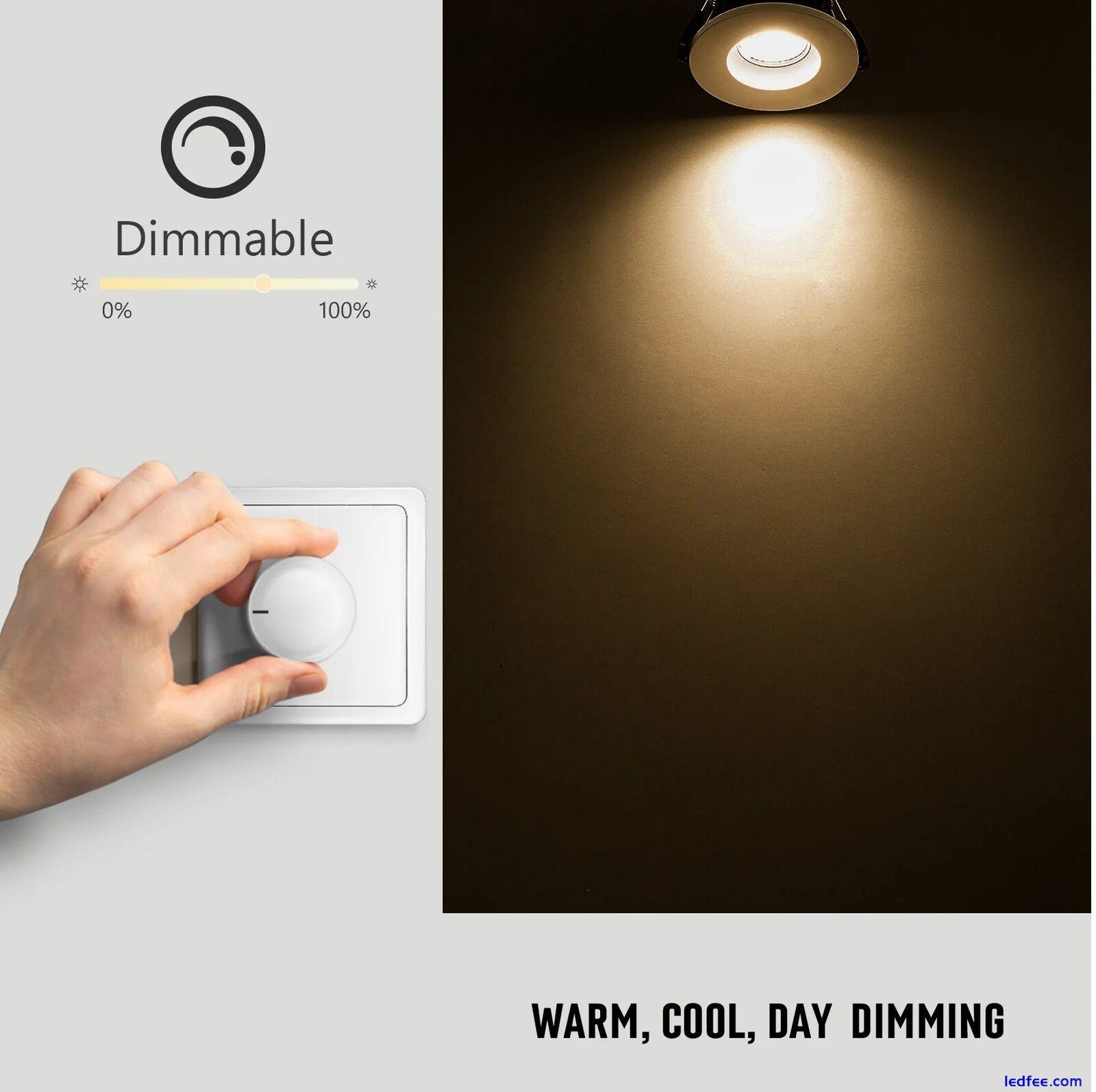 Fire Rated CCT LED Dimmable Downlight Recessed Spotlights IP65 White Cool White  3 