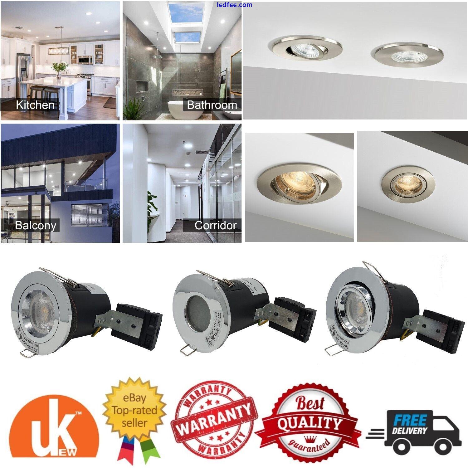 Fire Rated Recessed Downlight GU10 LED Tilt/Fixed Round Dimmable Spotlights 0 