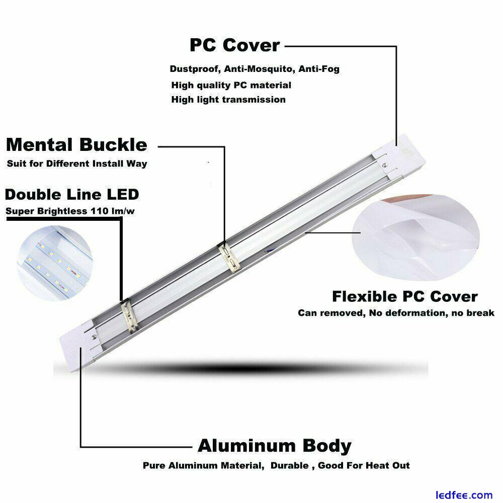 LED Strip Lights Batten Tube Light Office Shop Ceiling Lamp 2FT 4FT 5FT 6FT6500K 5 