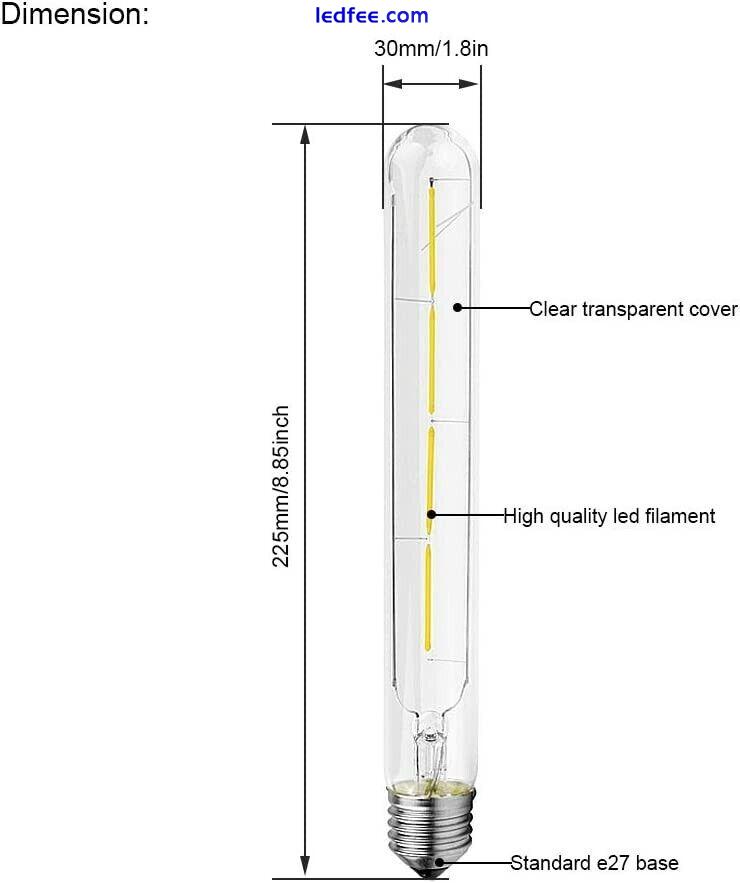 4x Vintage LED 4W Edison Style Filament Test Tube Light Bulb T30 E27 Cold White 3 