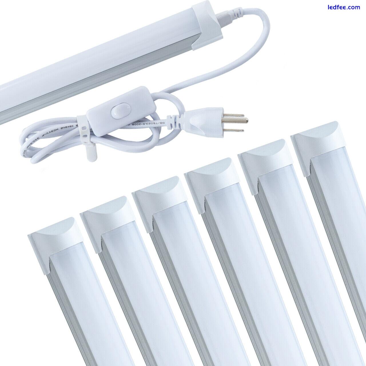 4FT LED Shop Light T8 Linkable Ceiling Tube Fixture 24W Bright White 6000K Milky 5 