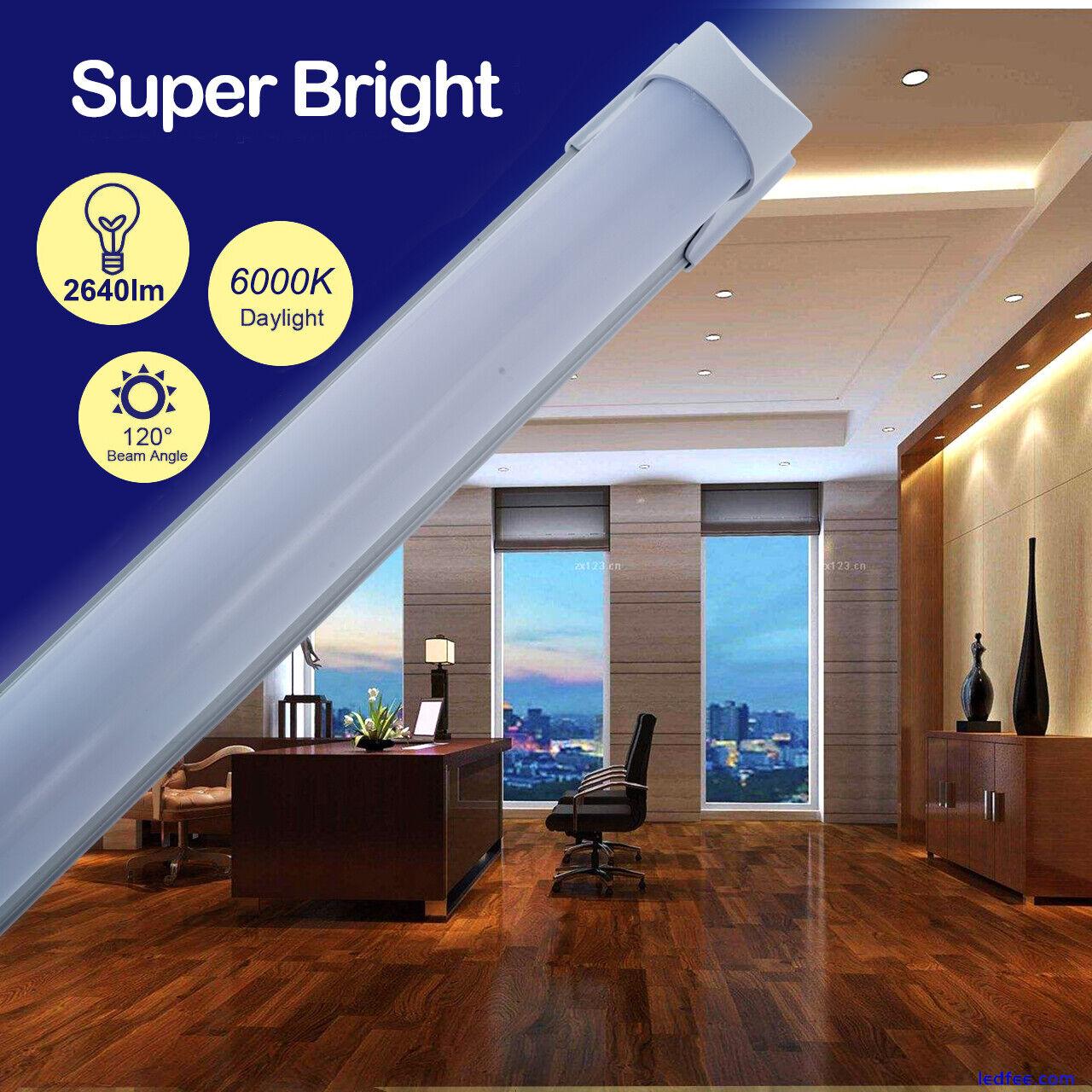 4FT LED Shop Light T8 Linkable Ceiling Tube Fixture 24W Bright White 6000K Milky 2 