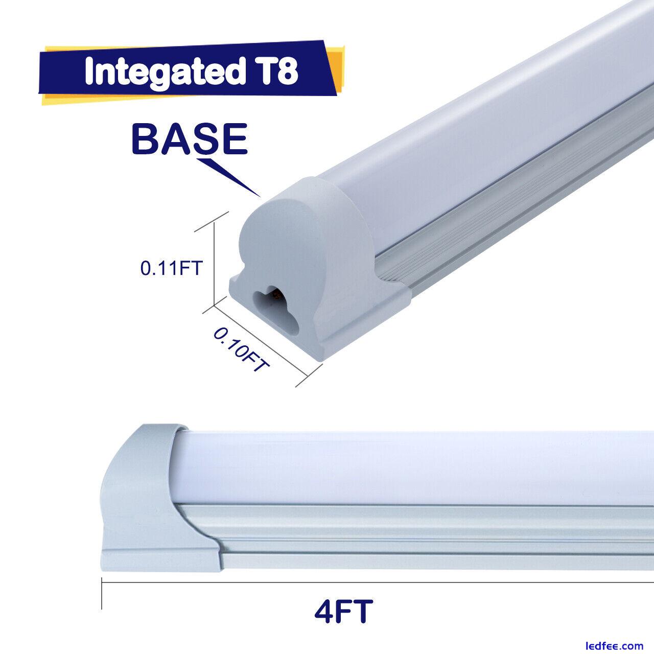 4FT LED Shop Light T8 Linkable Ceiling Tube Fixture 24W Bright White 6000K Milky 1 