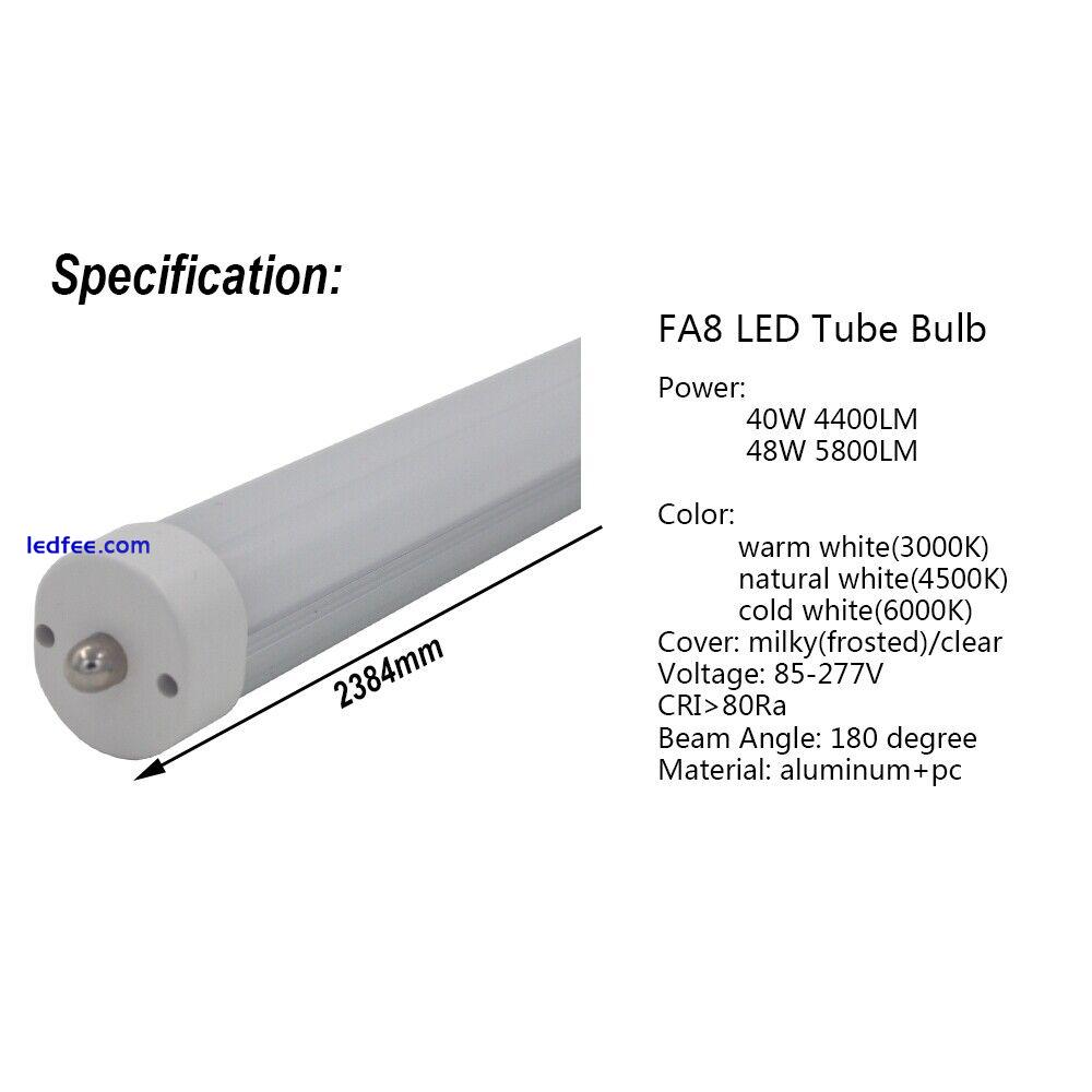 LED Tube Light 8ft 2.4m F96 Retrofit Bulb 40W 48W FA8 R17D(HO) Rotated Lamp 110V 0 