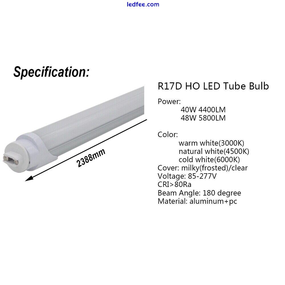 LED Tube Light 8ft 2.4m F96 Retrofit Bulb 40W 48W FA8 R17D(HO) Rotated Lamp 110V 2 